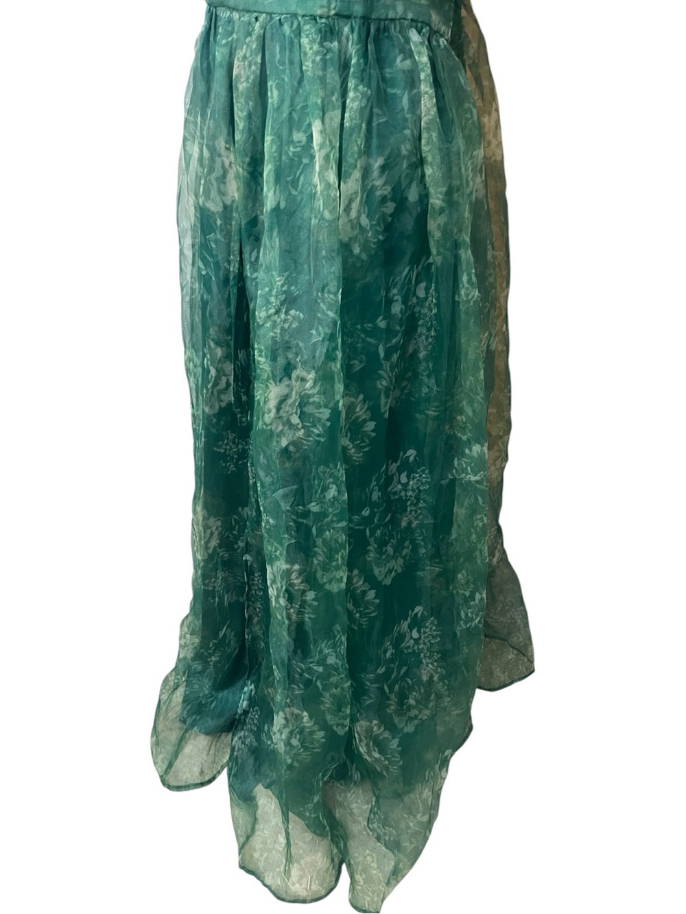 Lulus Romance That Wows V-Neck Organza Maxi Dress Green Floral Print - Picture 6 of 16